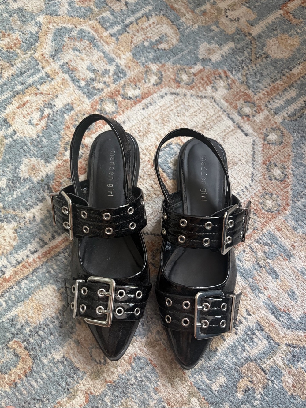 Madden Girl Black Buckle Slingback flat